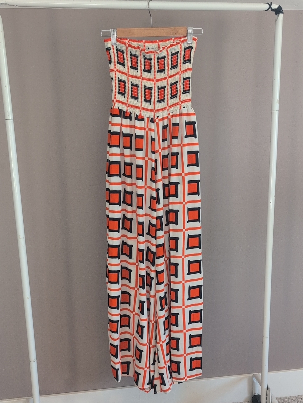 Bucket List Jumpsuit You're Unstoppable Geometric Print Wide Leg Strapless
